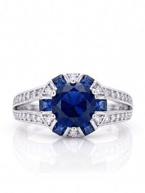 Blue Sapphire Gemstone ring, size 7, 925 Sterling Silver Charmed Aroma